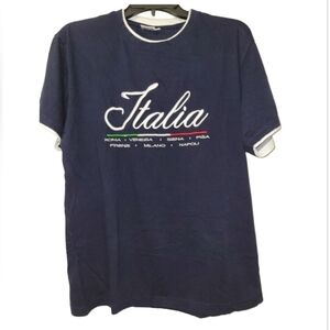 Women's Navy Italia T-Shirt with Italian Cities Size L